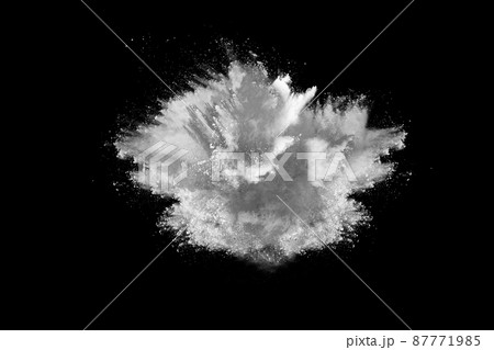 White powder explosion on black background. Colored cloud. Colorful dust explode. Paint Holi. 87771985