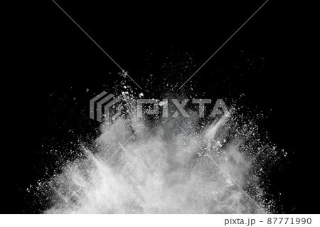White powder explosion on black background. Colored cloud. Colorful dust explode. Paint Holi. 87771990
