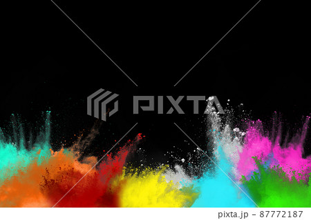 abstract colored dust explosion on a black background.abstract powder splatted background,Freeze motion of color powder exploding/throwing color powder, multicolored glitter texture. abstract colored dust explosion on a black background.abstract powder splatted background,Freeze motion of color powder exploding/throwing color powder, multicolored glitter texture. 87772187