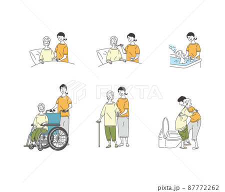 女性と高齢女性と介助 女性と高齢女性と介助 87772262