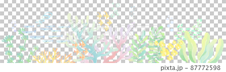 Coral and small fish bottom line frame decorative frame illustration 87772598