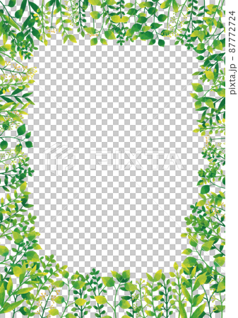 北欧風　緑と黄緑の植物フレーム（縦）囲み 87772724