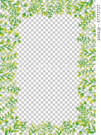 北欧風　黄緑の植物フレーム（囲み）縦 87772727