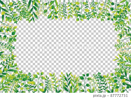 北欧風　黄緑と緑の植物フレーム（囲み） 87772731