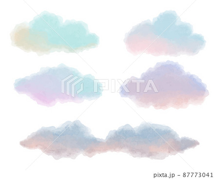 Vector Collection of watercolor hand drawn clouds in pastel colors. Vector Collection of watercolor hand drawn clouds in pastel colors. 87773041