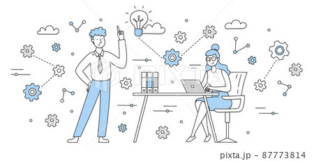 People work and do brainstorm in office People work and do brainstorm in office 87773814