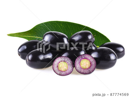 Jambolan plum or Java plum isolated on white background Jambolan plum or Java plum isolated on white background 87774569