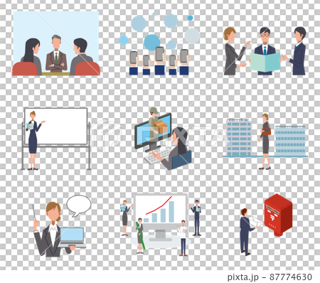 シンプルなビジネスシーンセット　 87774630