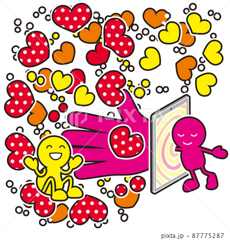 スマートフォンでインターネット上の相手に愛を届ける人 87775287