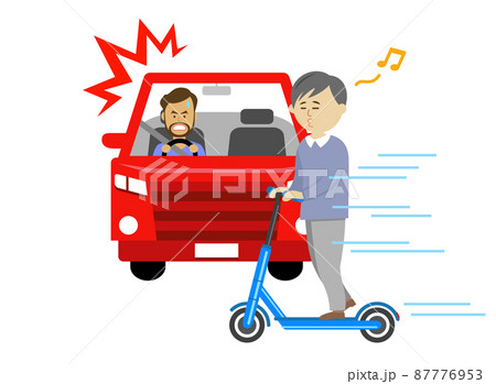電動キックボードに乗って危険な運転イラストイメージ 電動キックボードに乗って危険な運転イラストイメージ 87776953