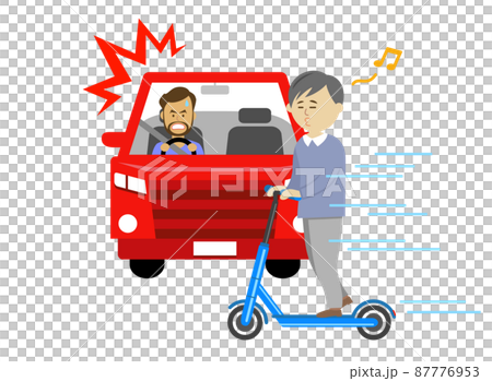 電動キックボードに乗って危険な運転イラストイメージ 電動キックボードに乗って危険な運転イラストイメージ 87776953