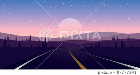 road trip road in the mountains at starry night 87777341