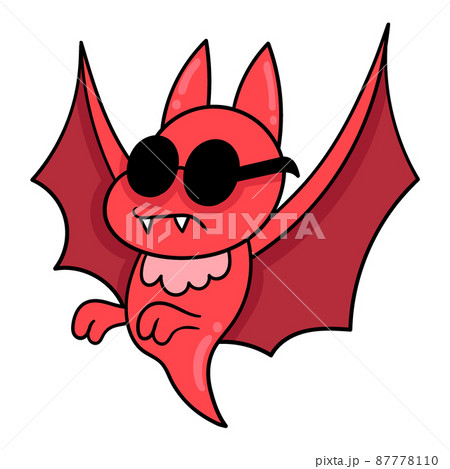 cool styled red bat flying wearing sunglasses, doodle icon image kawaii cool styled red bat flying wearing sunglasses, doodle icon image kawaii 87778110