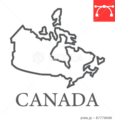 Map of Canada line icon, country and geography, canada map sign vector graphics, editable stroke linear icon, eps 10. 87778686