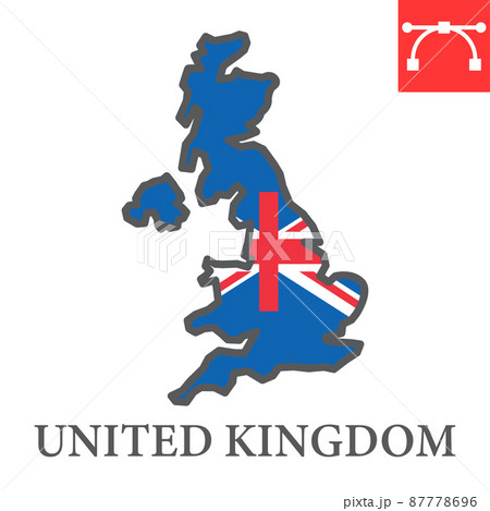 Map of United Kingdom color line icon, country and geography, Great Britain map flag sign vector graphics, editable stroke filled outline icon, eps 10. Map of United Kingdom color line icon, country and geography, Great Britain map flag sign vector graphics, editable stroke filled outline icon, eps 10. 87778696