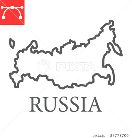 Map of Russia line icon, country and geography, russia map sign vector graphics, editable stroke linear icon, eps 10. 87778706
