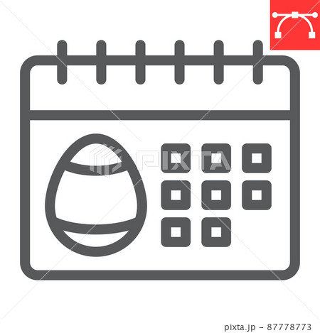 Easter calendar line icon, Happy Easter and holiday, calendar vector icon, vector graphics, editable stroke outline sign, eps 10. 87778773