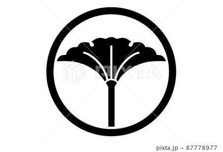 日本の家紋中輪に立ち銀杏 87778977