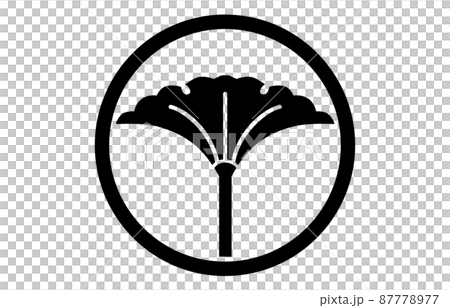 日本の家紋中輪に立ち銀杏 87778977