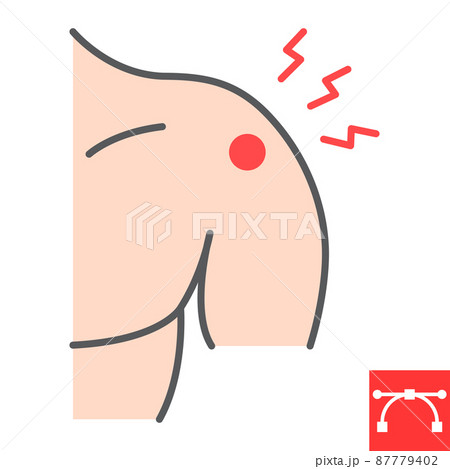 Shoulder pain color line icon, arthritis and injury, shoulder ache vector icon, vector graphics, editable stroke filled outline sign, eps 10. 87779402