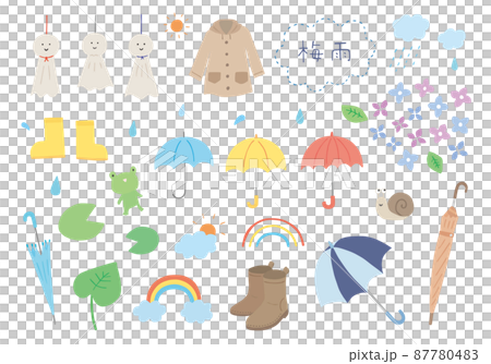 與雨季相關的手繪插圖集(彩色/無輪廓) 與雨季相關的手繪插圖集(彩色/無輪廓) 87780483