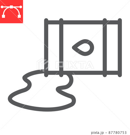 Oil spill line icon, spilled oil and fuel, oil barrel leak vector icon, vector graphics, editable stroke outline sign, eps 10. 87780753