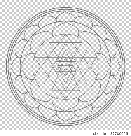 Shree Yantra(神聖幾何圖案)簡單線條畫 Shree Yantra(神聖幾何圖案)簡單線條畫 87780936