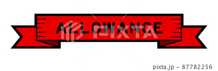 Ribbon label banner with word allowance in red color on white background 87782256
