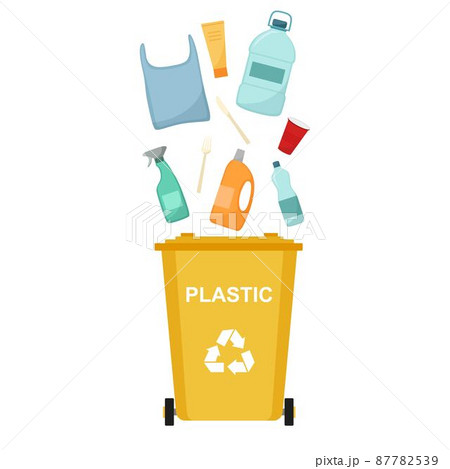 Garbage bin with plastic waste, recycling garbage, vector illustration Garbage bin with plastic waste, recycling garbage, vector illustration 87782539
