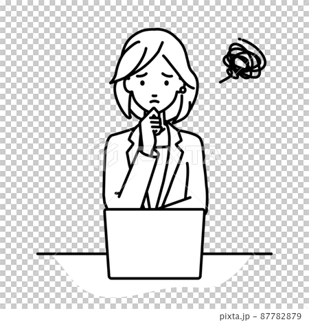 一個穿西裝的女人坐在辦公桌前打開電腦 一個穿西裝的女人坐在辦公桌前打開電腦 87782879