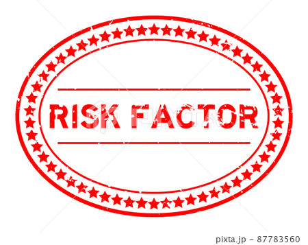 Grunge red risk factor word oval rubber seal stamp on white background 87783560