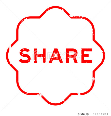 Grunge red share word rubber seal stamp on white background 87783561