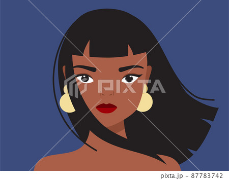 Woman portrait in minimal style. Female face. Girl with earrings vector illustration Woman portrait in minimal style. Female face. Girl with earrings vector illustration 87783742