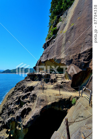 鬼ヶ城・七里御浜と水平線を一望する、見張りに適した鬼の見張り場・世界遺産・熊野・三重県熊野市(20) 87784338
