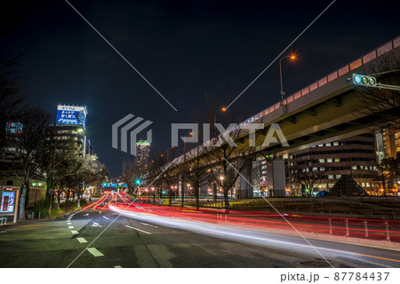 《愛知県》名古屋都市風景 若宮大通の夜景 《愛知県》名古屋都市風景 若宮大通の夜景 87784437