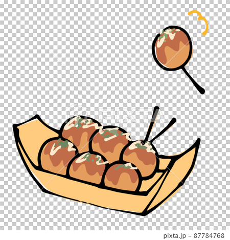 手描きのゆるかわいいたこ焼きのイラスト素材のイラスト素材 手描きのゆるかわいいたこ焼きのイラスト素材のイラスト素材