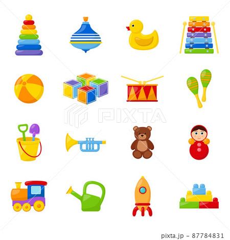 Set of kid toys, vector illustration Set of kid toys, vector illustration 87784831