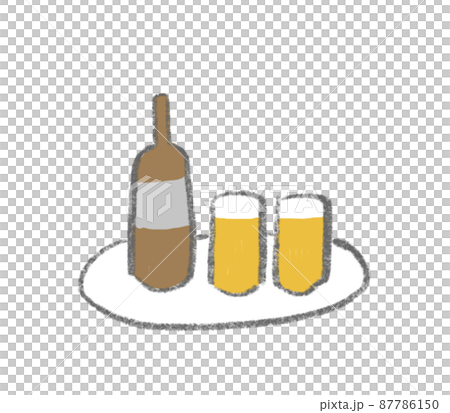 Bottled beer and glass hand-drawn style illustration 87786150