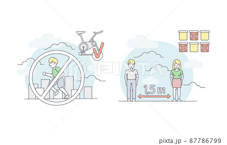 Social distancing. Coronavirus pandemic safety measures vector illustration 87786799