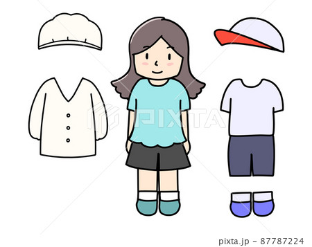 学校での着替え　学校生活　小学生女子のイラスト 87787224