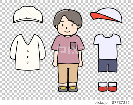 Change of clothes at school School life Illustration of elementary school boys 87787225