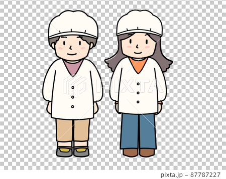 Illustration of men and women wearing white coats on duty 87787227