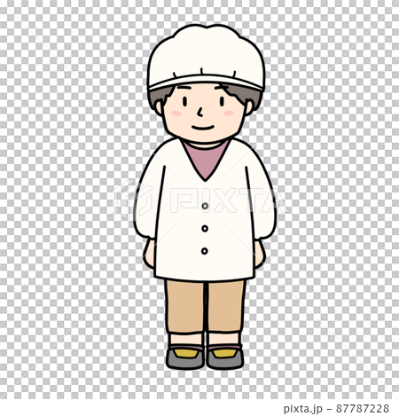 給食当番の白衣を着た男の子のイラスト 87787228