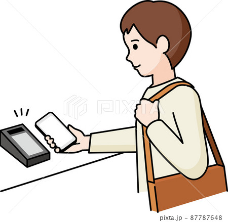 スマホ決済する男性 87787648