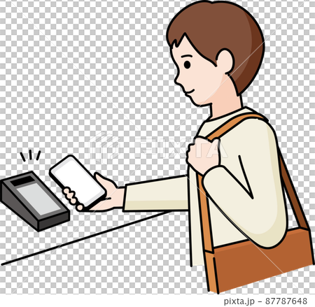 スマホ決済する男性 87787648