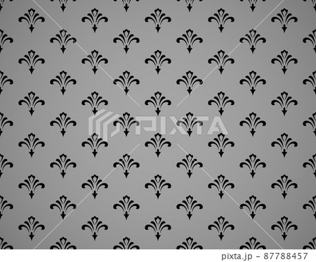Flower geometric pattern. Seamless vector background. Black and gray ornament. Ornament for fabric, wallpaper, packaging. Decorative print 87788457