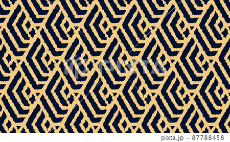 Abstract geometric pattern. A seamless vector background. Gold and dark blue ornament. Graphic modern pattern. Simple lattice graphic design Abstract geometric pattern. A seamless vector background. Gold and dark blue ornament. Graphic modern pattern. Simple lattice graphic design 87788458