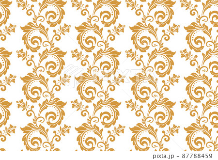 Flower geometric pattern. Seamless vector background. White and gold ornament 87788459