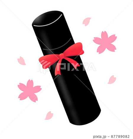 卒業証書入れと桜 87789082