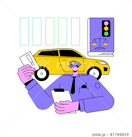 Traffic laws abstract concept vector illustration. Traffic code, obey laws and regulations, driving license, vehicle movement rules, road safety, violation fine, international abstract metaphor. 87789859
